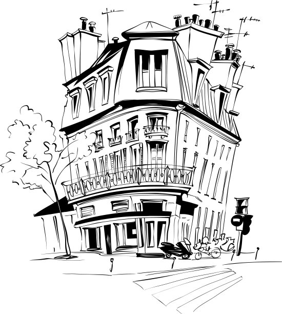 咖啡馆美丽房子建筑插画