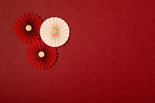 红色中式花朵婚礼背景