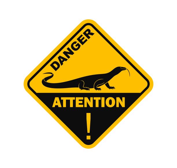 科莫多巨蜥,巨蜥属,警告标识