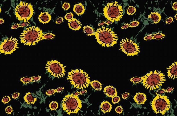 抽象油墨艺术装饰画向日葵