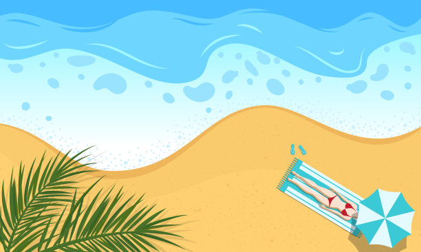 少女沙滩日光浴插图