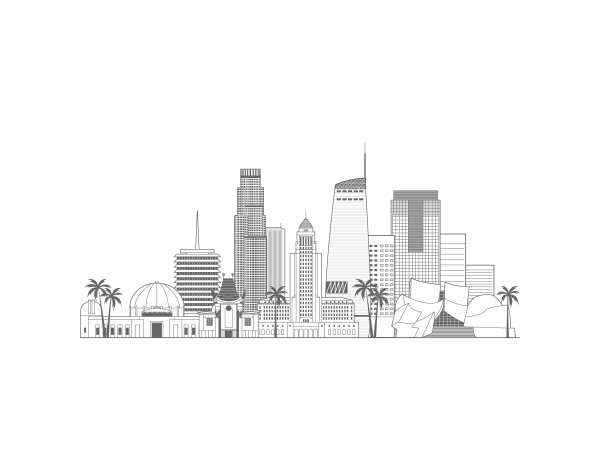 洛杉矶标志建筑插画
