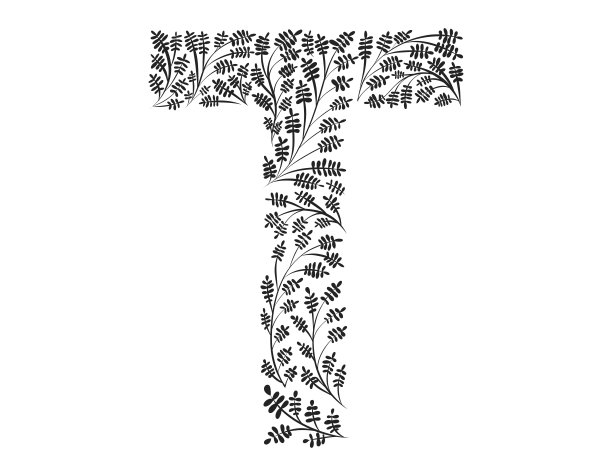 t字母植物logo