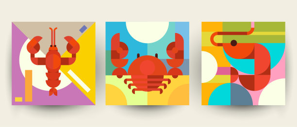 卡通螃蟹海鲜海报