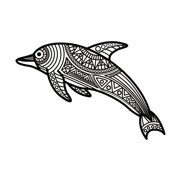 卡通海洋动物插画鲸鱼印花图案