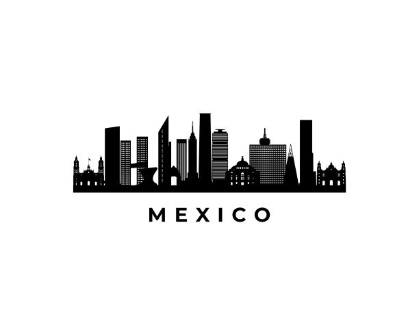 墨西哥城市地标剪影