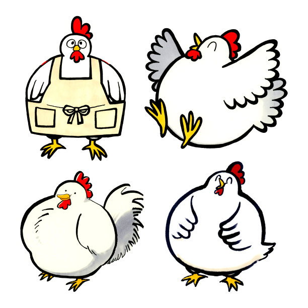 鸡年卡通对鸡