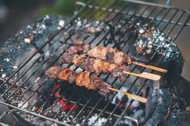羊肉串,格子烤肉,烤肉串
