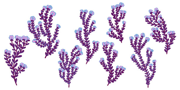 矢量小清新植物叶子紫色素材