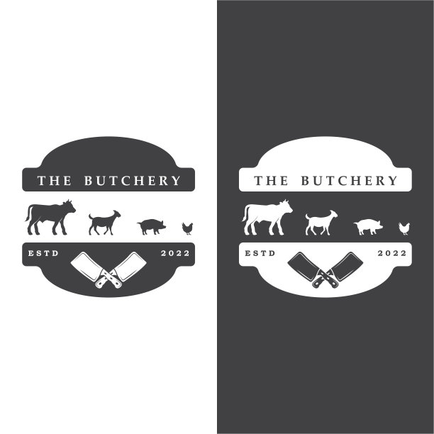 鲜牛肉牛排烧烤矢量logo元素