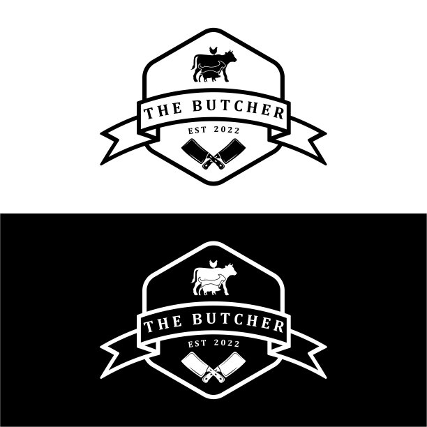 鲜牛肉牛排烧烤矢量logo元素