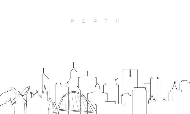 澳大利亚城市剪影插画