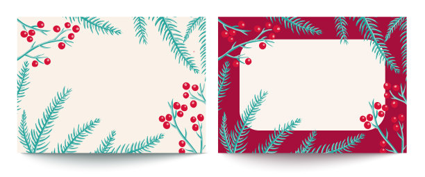 圣诞植物浆果装饰海报