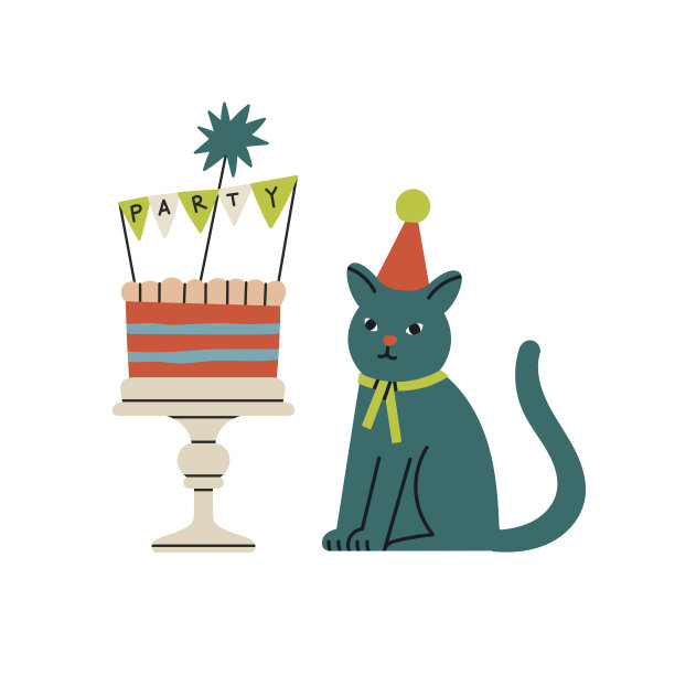 生日小猫派对可爱庆祝蛋糕形象