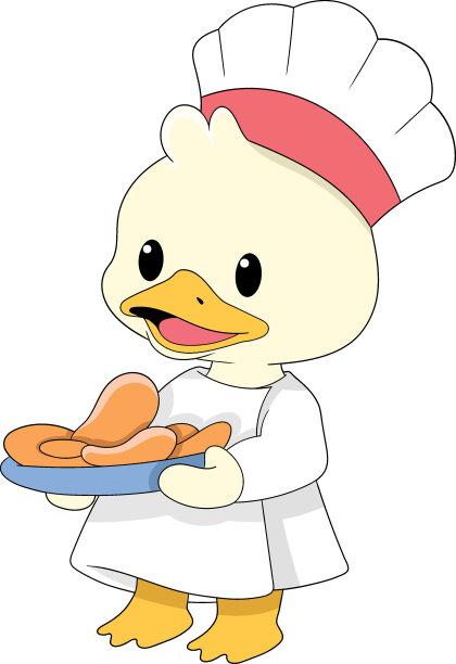 卡通鸭子厨师插画设计