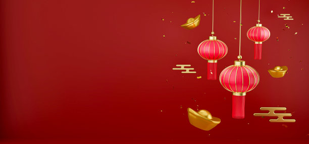 红色元宵节快乐背景板设计