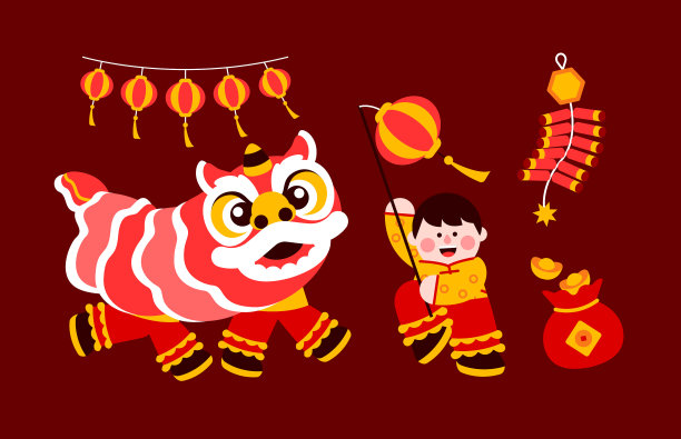 舞狮舞龙欢庆春节