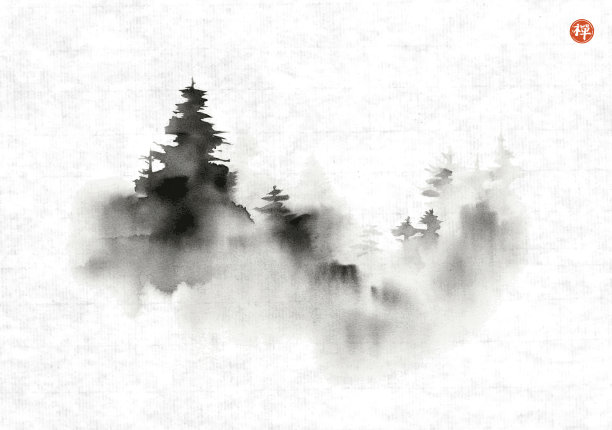 矢量图背景素材中国风山水画