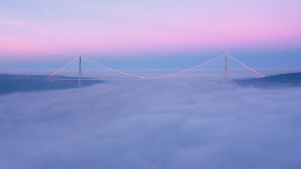 跨海大桥上蓝天白云