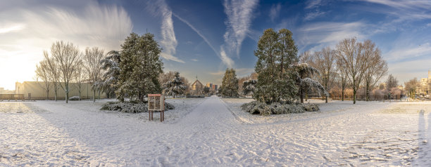 广场积雪草坪