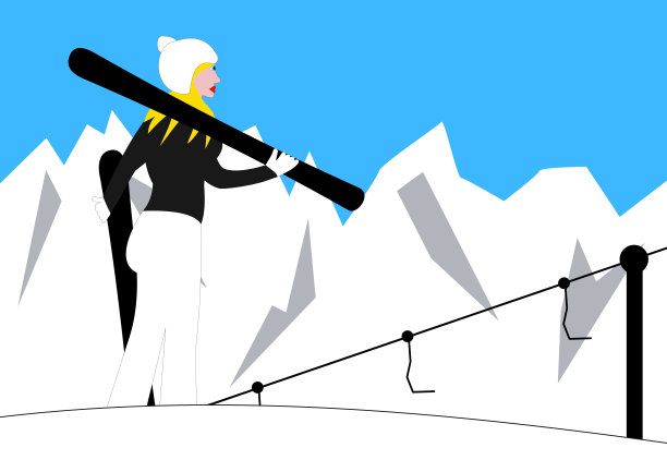 滑雪运动人物扁平插画