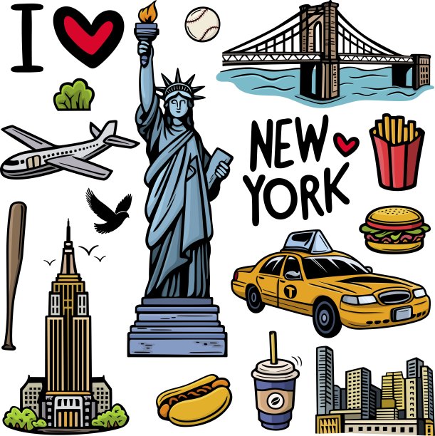 纽约旅游纽约线描