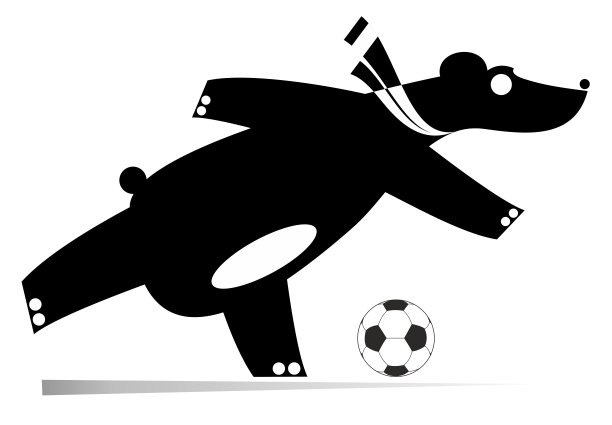 足球运动员在踢球扁平插画