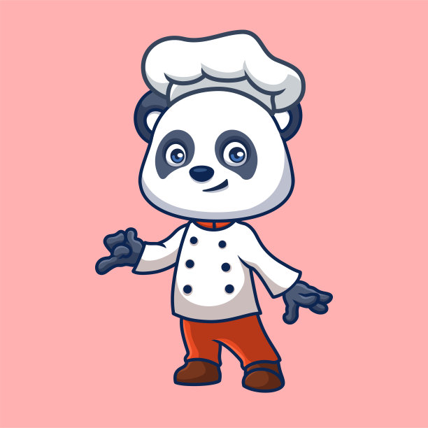 卡通熊猫厨师
