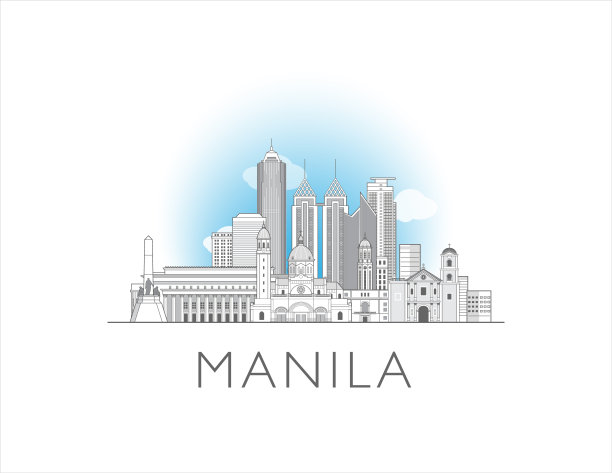 菲律宾标志建筑线稿