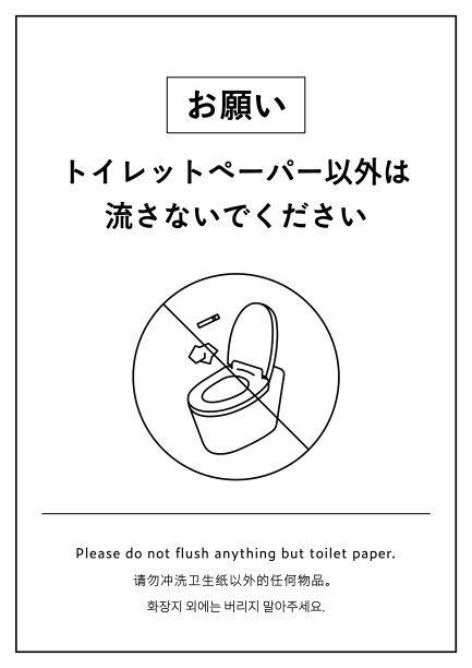 警告标识,英语,冲洗厕所