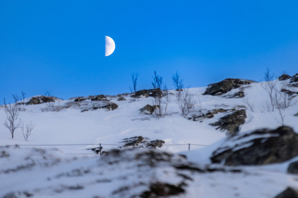 月光下的雪山