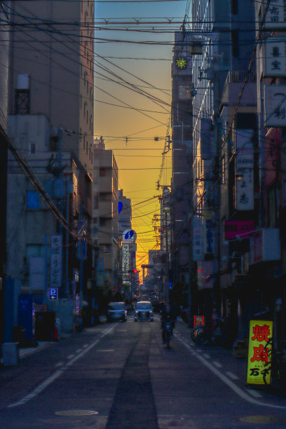 日本大阪清晨城市景观