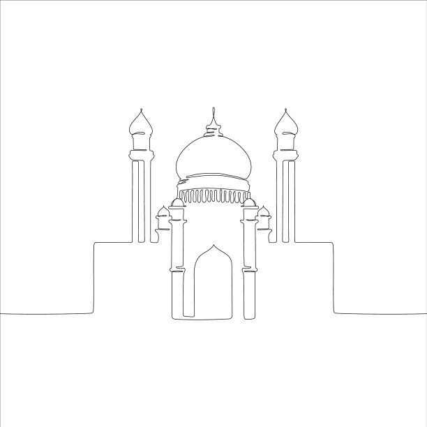 迪拜插画迪拜线描线稿