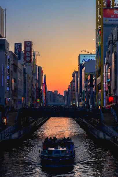 日本大阪清晨城市景观