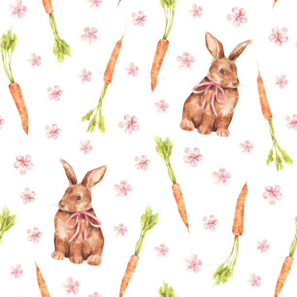 兔子胡萝卜印花图案