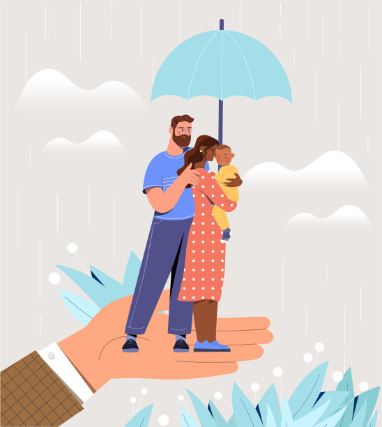 一家人健康险保险家庭安全插画