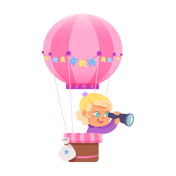 卡通飞行员热气球