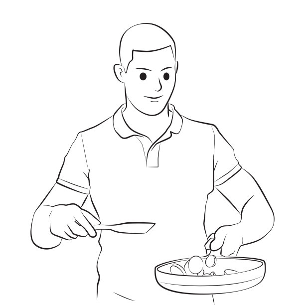 卡通年轻男性厨师