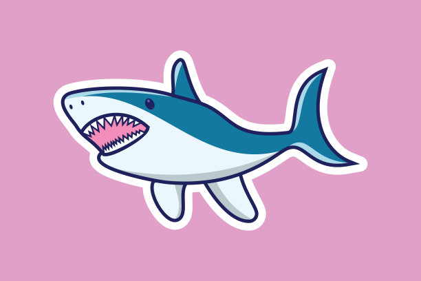 鲨鱼卡通贴纸