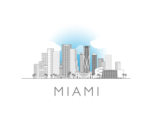 迈阿密标志建筑插画