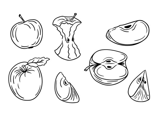 苹果矢量简笔绘图