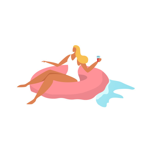 躺在充气垫上享受日光浴的女人