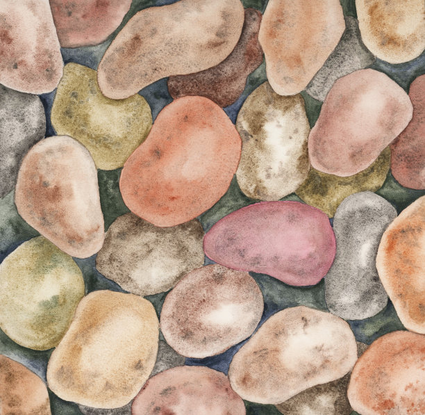 鹅卵石石头水彩挂画装饰画