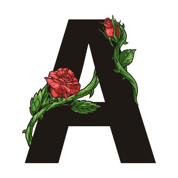 玫瑰花朵字母创意