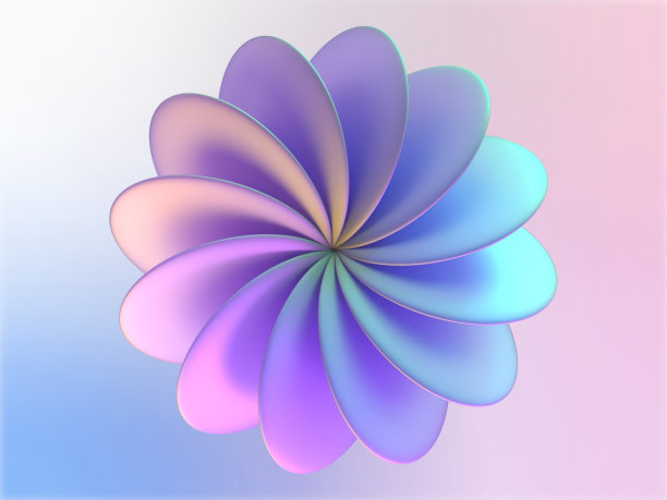 3d梦幻蓝色花朵花背景