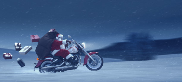 骑摩托的圣诞老人