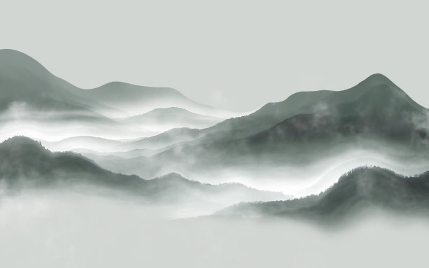 现代水墨山水画