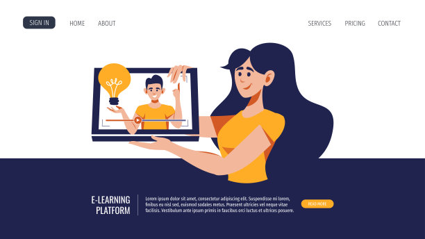 扁平化在线教育视频课程插画设计