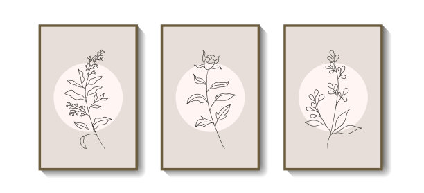 创意抽象线条花卉装饰插图