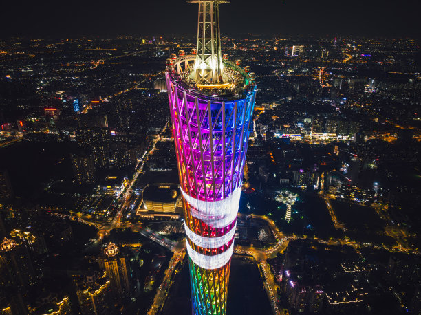广州塔,城市天际线,航拍视角